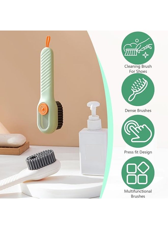 2Pcs Shoe Brush, Multifunctional Shoes Cleaning Brush with Liquid Box Scrubbing Brushes with Handle Soft Bristle Multi-Surface Cleaning Tool for Boot Sneaker Clothes Household Use Bathroom Kitchen - Image 2